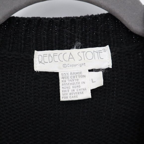 Rebecca Stone Patchwork Cardigan Womens L Black Boho Art To Wear Grandma Quirky - Picture 2 of 16